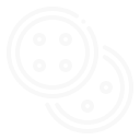 Two round buttons, each with four holes, slightly overlapping each other.